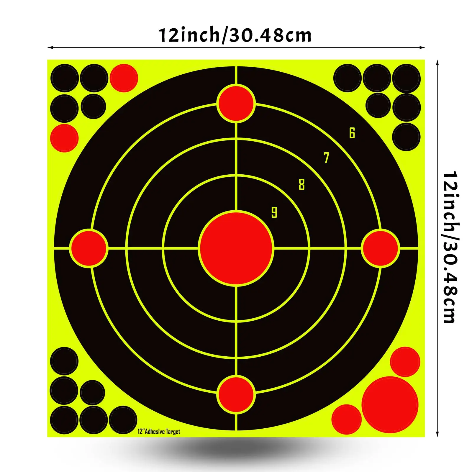 ملصقات أهداف لاصقة مقاس 12 × 12 بوصة، أهداف إطلاق نار تفاعلية مع تأثير أصفر لممارسة الرماية في الأماكن المغلقة الخارجية
