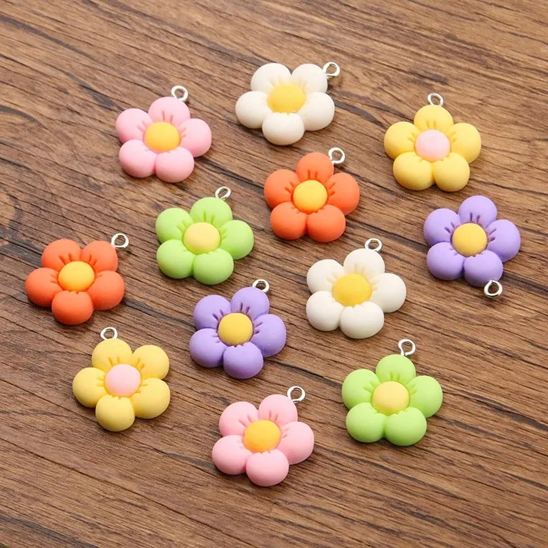 10Pcs 21x24MM 7Color Resin Plant Sunflower Charms Pendants For DIY Decoration Neckalce Earring Key Chain Jewelry Making Handmade
