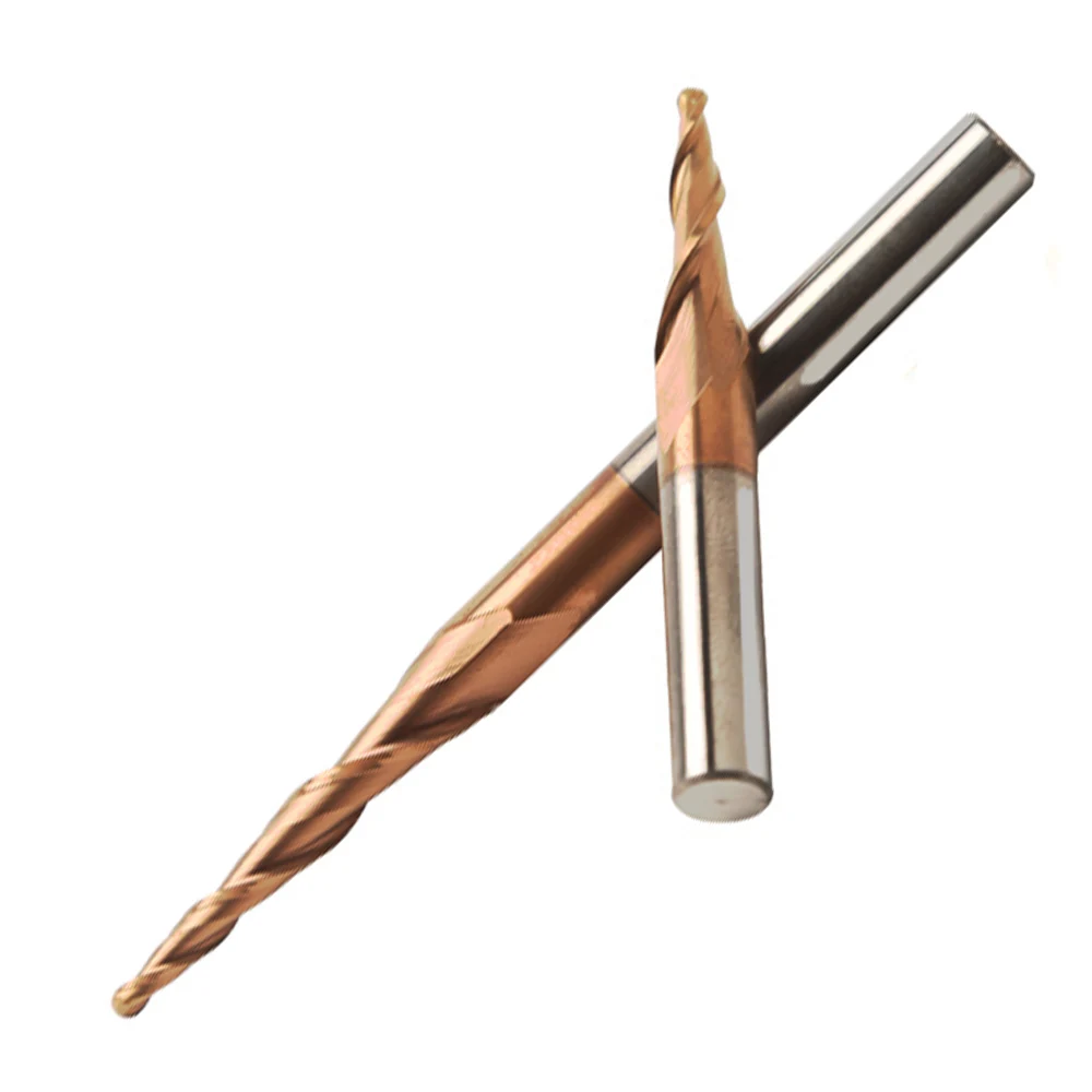 Carbide Spiral Tapered Ball Nose End Mill 6mm Shank 2 Flutes Router Bit Woodworking CNC 2D 3D Carving Bits Wood Milling Cutter