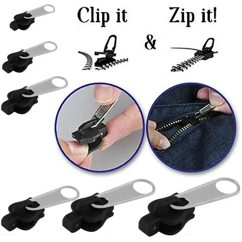 6 pieces/set of black or brown Instant Zipper universal Instant Fix Zipper repair kit replacement Zip Slider new sewing zipper