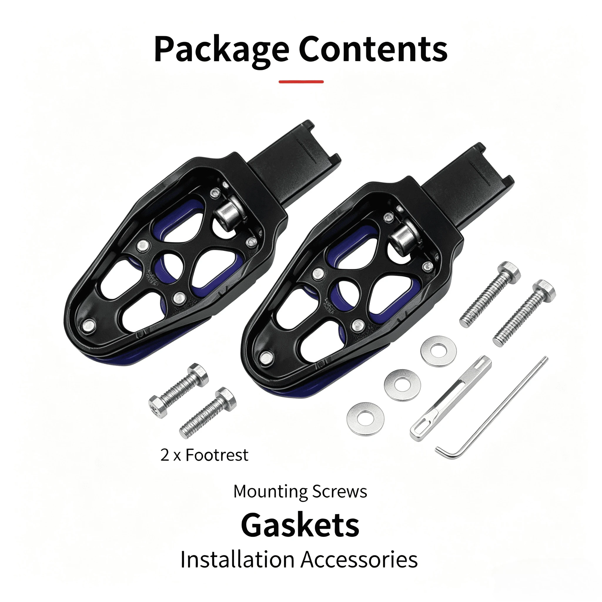 1 Pair Universal Motorcycle Aluminum Alloy Footrest Non‑Slip Pedal Modification Accessories Black Red Blue White view 3