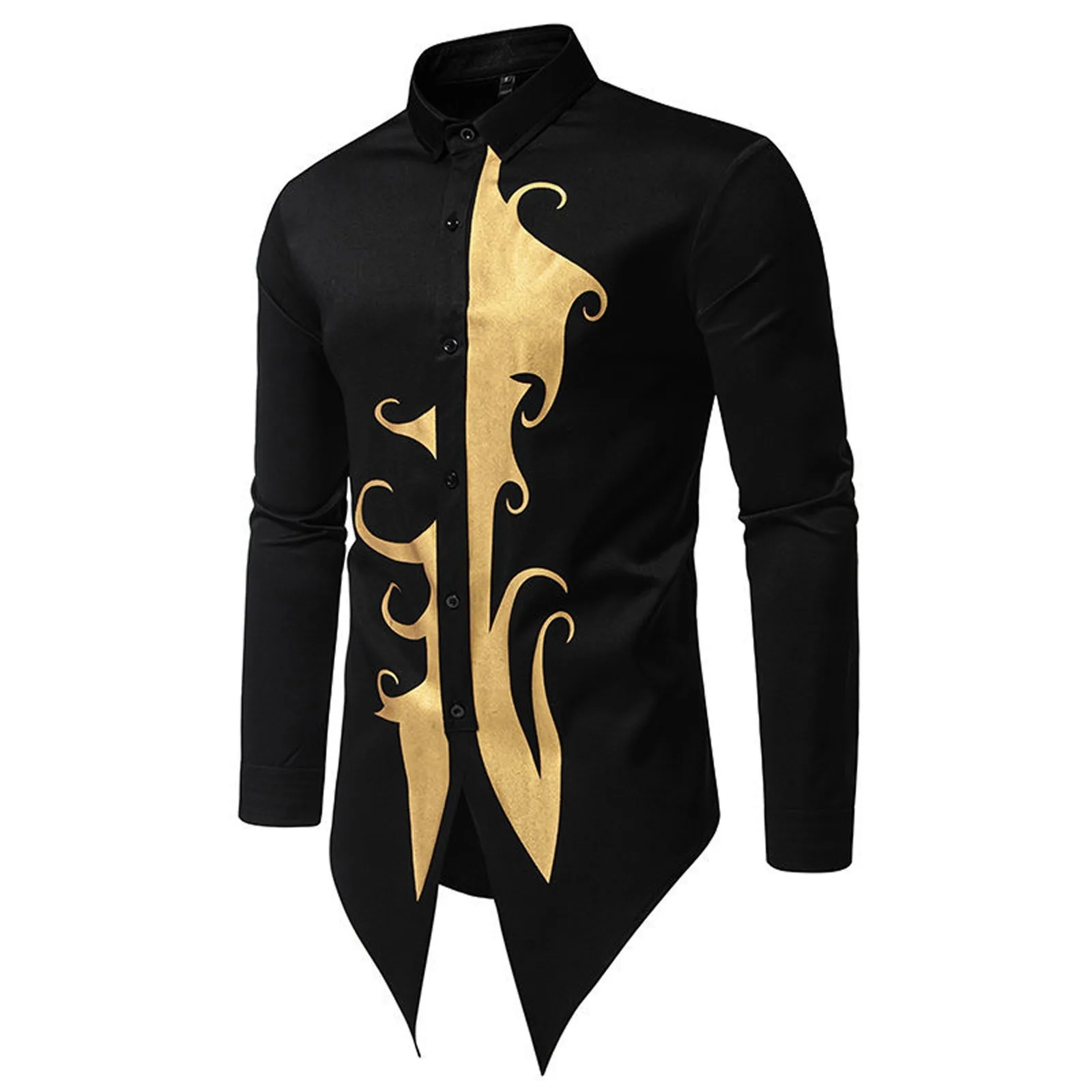 African Men Shirt Irregular Designs Gold Bronzing Traditional Printed Elegant Wedding Tracksuit for Male Luxury casual Shirts