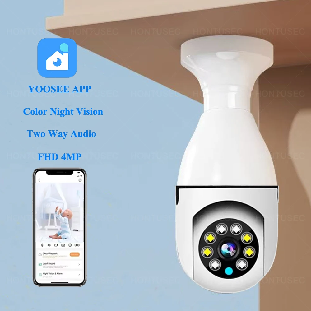 

Камера видеонаблюдения ICSEE FHD 4MP E27 с Wi-Fi, двумя объективами, двумя экранами, автоматическим отслеживанием, двусторонней аудиосвязью и цветным ночным видением