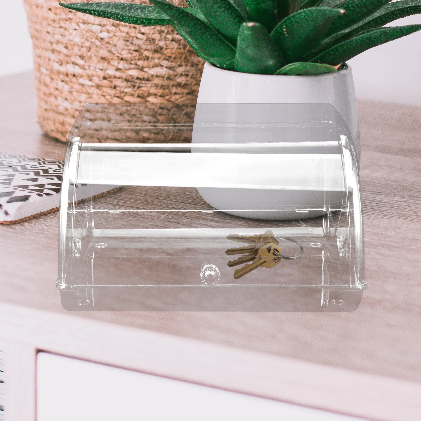 

Откидная коробка для хранения ключей, чехол для ювелирных изделий, органайзер, прозрачный настольный контейнер, пластиковый пульт дистанционного управления для прихожей, гостиной, маленький