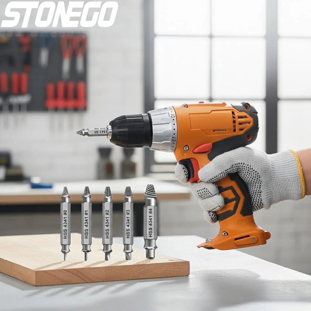 

Damaged Stripped Screw Extractor Tool Broken Bolt Remover Drill Bit Set High Speed Steel Alloy Professional Repair Kit