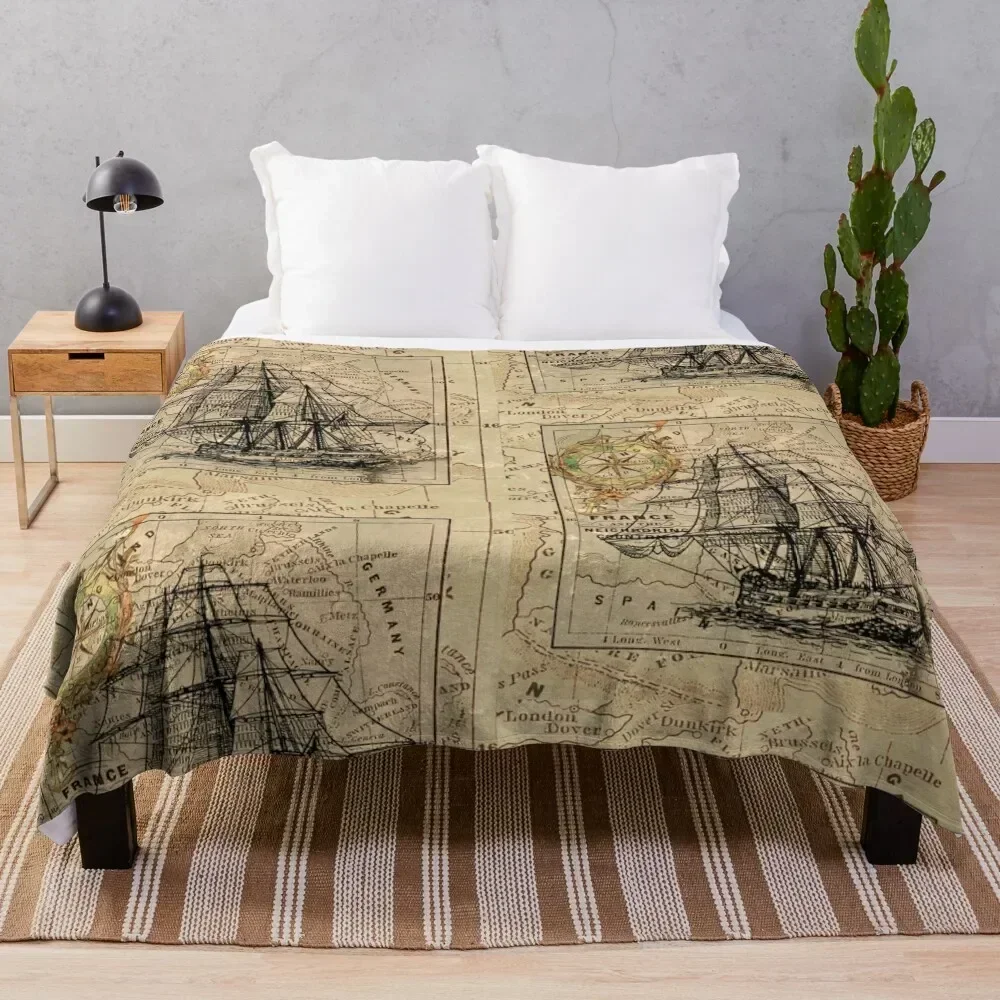 

Vintage sailing Throw Blanket Warm Flannel Blanket for Couch Chair Bedroom