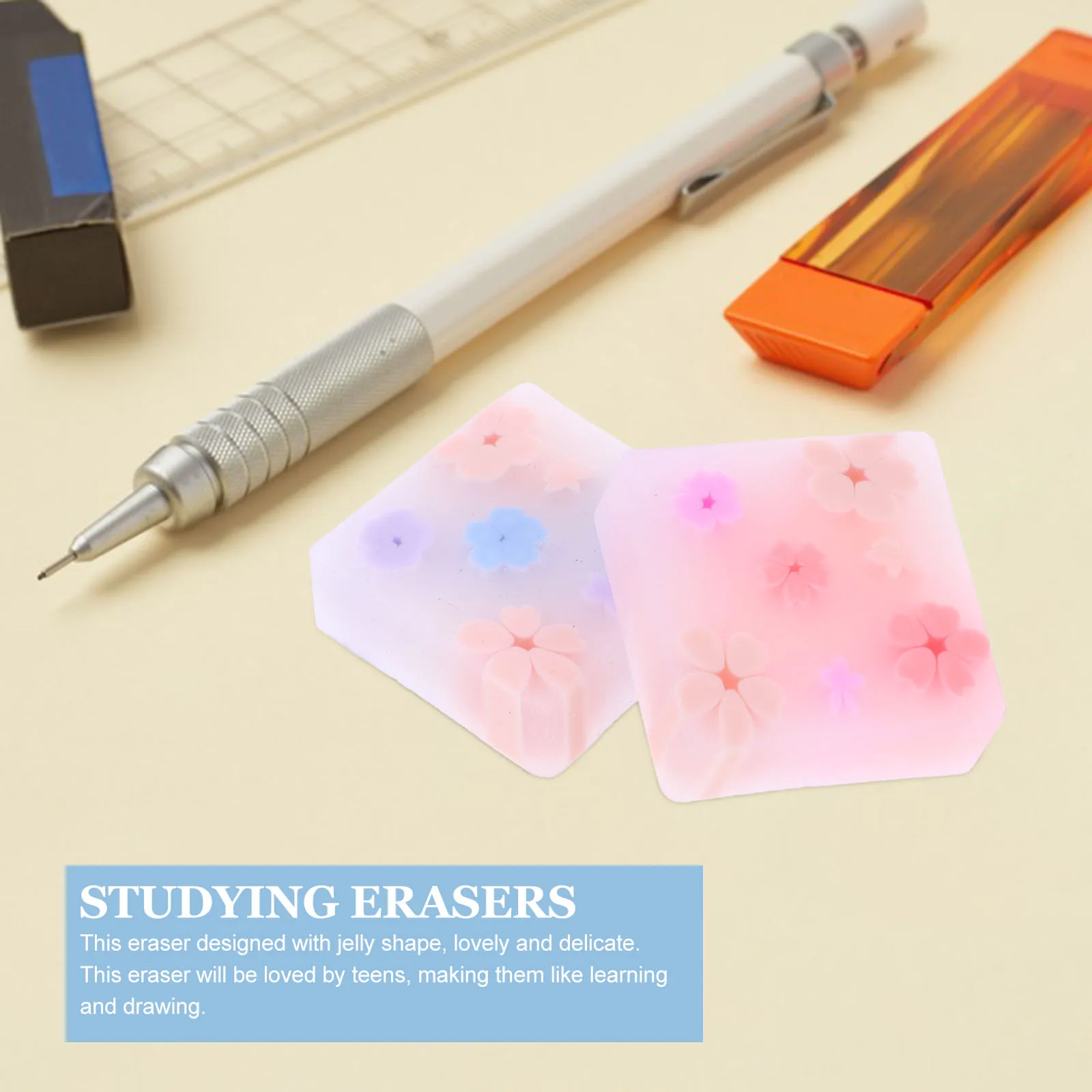 

32pcs Jelly Cute Pencil Erasers Cartoon Shaped Erasers For Study Mistakes Erasing Supplies School Office Bulk Pack Adorable