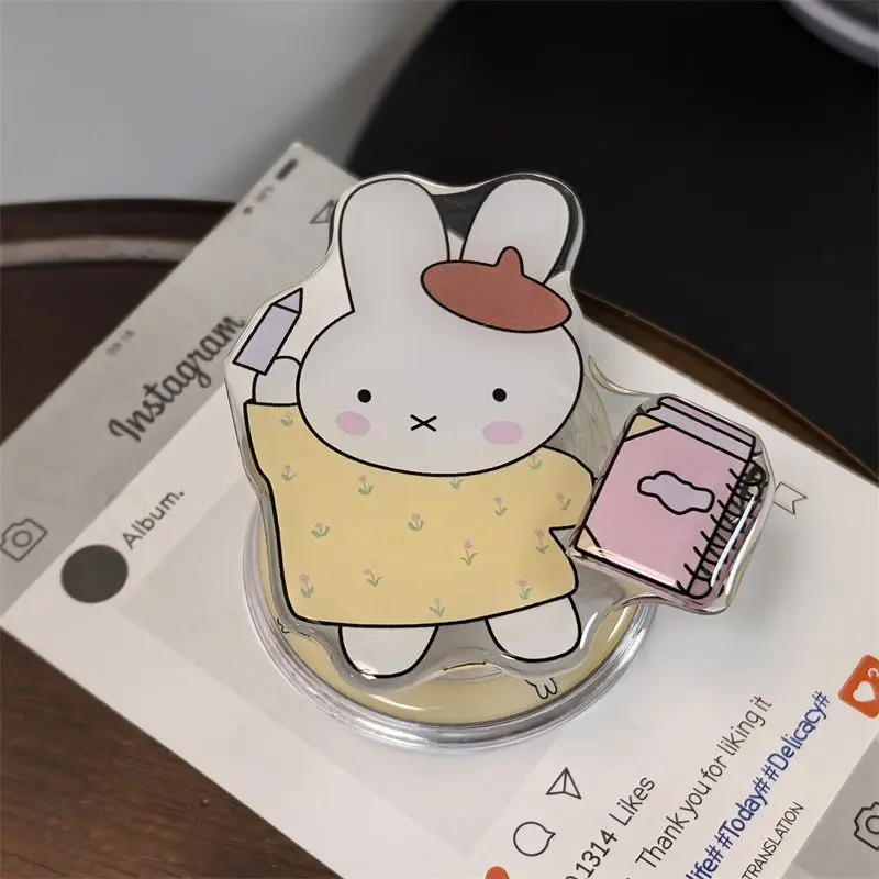 Miffy Kawaii Anime Cartoon Rabbit Cute Interesting Magnetic Attraction Mobile Phone Bracket for Magsafe Desktop Support Frame view 3