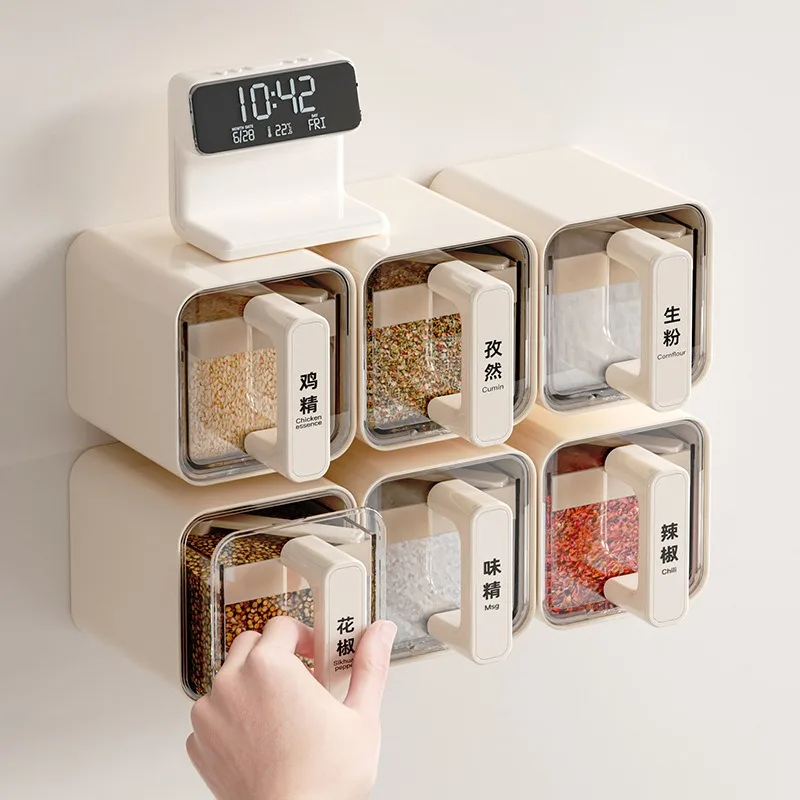Seasoning Jar Set Salt and Pepper Seasoning Bottle Kitchen Condiment Cruet Storage Container Spice Rack