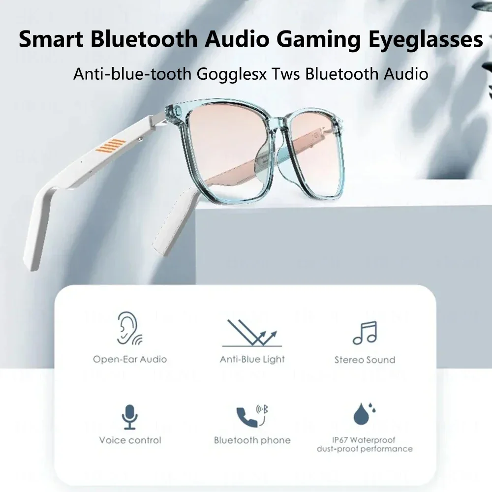 Smart 3D Anti-Blue Voice Control Glasses Wireless Bluetooth Sunglasses Hands-Free Calling TWS Music Sports Waterproof Eyeglasses