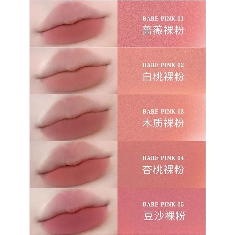 HYNTOOR Black Rabbit Little Black Tube Lip Clay Velvet Matte Lip Glaze Apricot Peach Nude Pink Non-Stick Cup Makeup Cosmetics