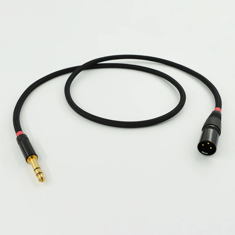 Carare 프리미엄 밸런스드 인터커넥트: 헤비 게이지 트리플 코어 6.35mm TRS - XLR 케이블(블랙 & 골드) ​
