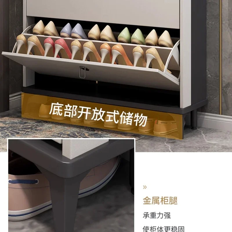 Italian Large Capacity Shoe Cabinet Ultra Thin Tipping Bucket Rotating Shoe Rack Hidden Storage Sapateira Home Furniture