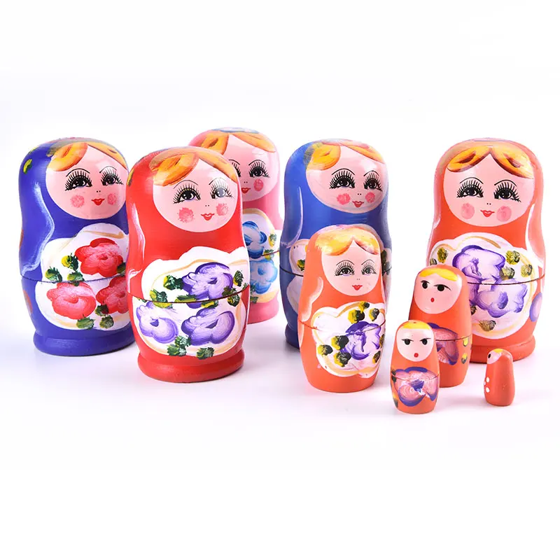 5Pcs Novelty Wooden Matryoshka Dolls Toys Girls Russian Nesting Dolls Kids Handmade Doll Toy Crafts Children Birthday Gifts