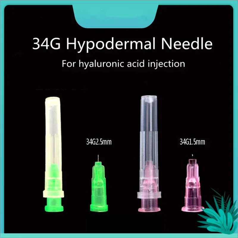 Petite aiguille stérile indolore jetable, micro-plastique médical, injection cosmétique, chirurgical, 34G, 1,mm, 32G, 2mm, 4mm, 30G, 50 pièces