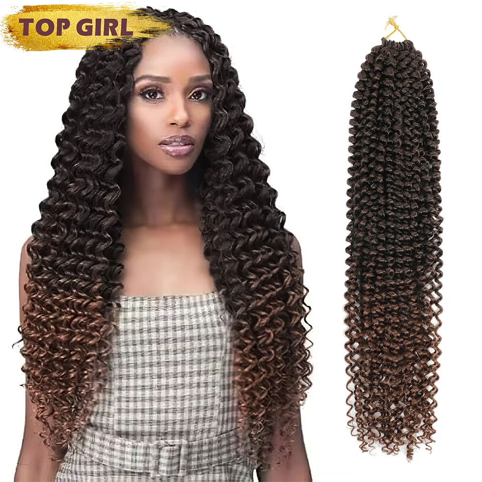 Twist Crochet Hair Water Wave Synthetic Braiding Hair 22Inches Extension Afro Kinky Ombre Brown Crochet Braids For Black Women