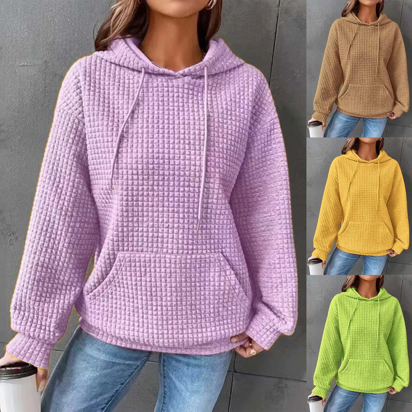 

Hoodies For Women Solid Color Casual Fall Hooded Zipper Sweatshirt Jacket Women Comfy Womens Hoodie Women's Hoodies Pullover