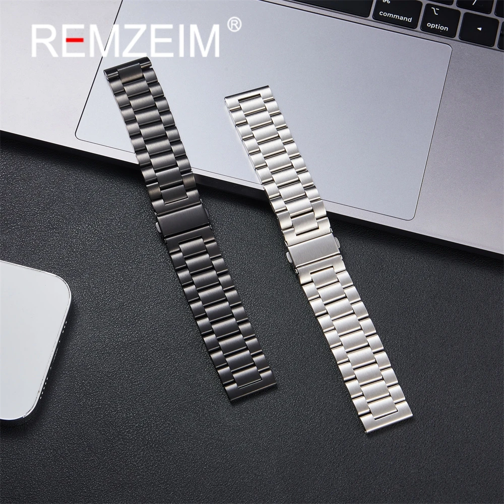 Business-Uhrenarmband aus Edelstahl und Metall, 20 mm, 22 mm, mit Schmetterlingsschnalle, Ersatzarmband