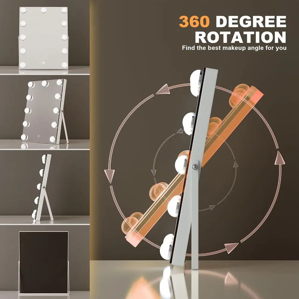 مرآة مكياج على طراز هوليوود قابلة للتعديل، 17.7 × 13.8، 3 أوضاع إضاءة #5