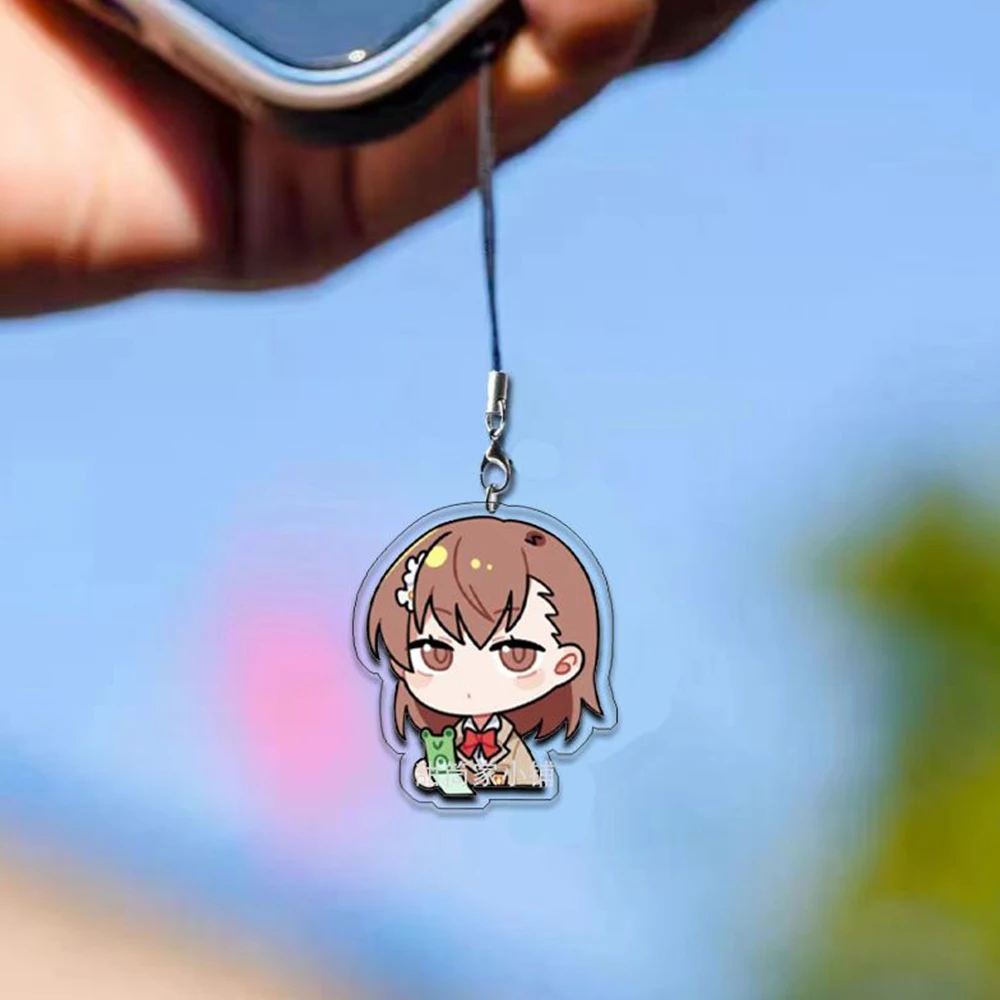 Anime A Certain Scientific Railgun Shirai Kuroko Uiharu kazari Misaka Miko Keychain Cosplay Phone Chain Acrylic Bag Pendant Prop