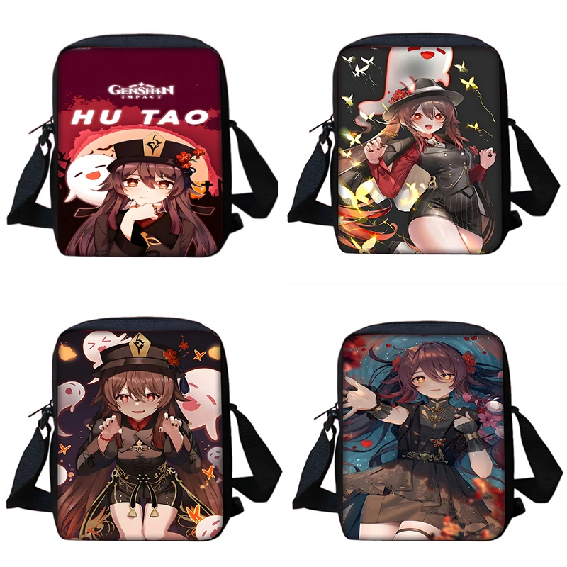 Boy Girls Hu Tao Genshin Impact  Printed Shoulder Messenger Bag Child Casual Handbag Men Women Phone Bag Shopping Bag