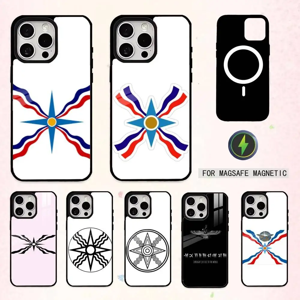 

Assyrian F-Flag cool Phone Case For iPhone17,16,15,14,13,12,11 Plus,Pro Max Magnetic For Magsafe Wireless Charging