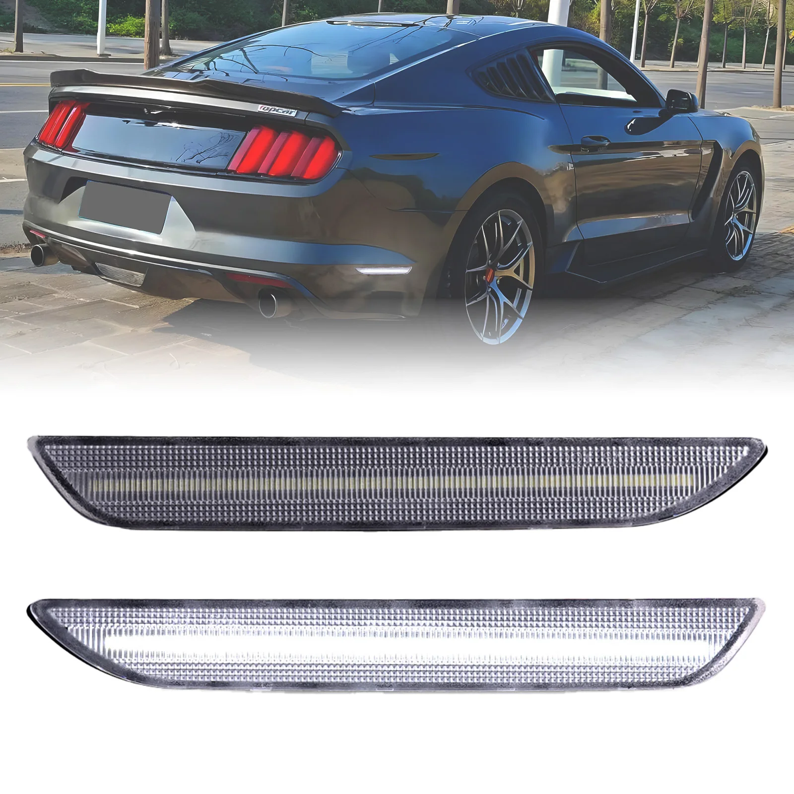 

2 шт., обновленный сменный светильник Ford Mustang, водонепроницаемый сигнальный боковой габаритный фонарь в сборе, совместимый с Ford Mustang 2015-2022