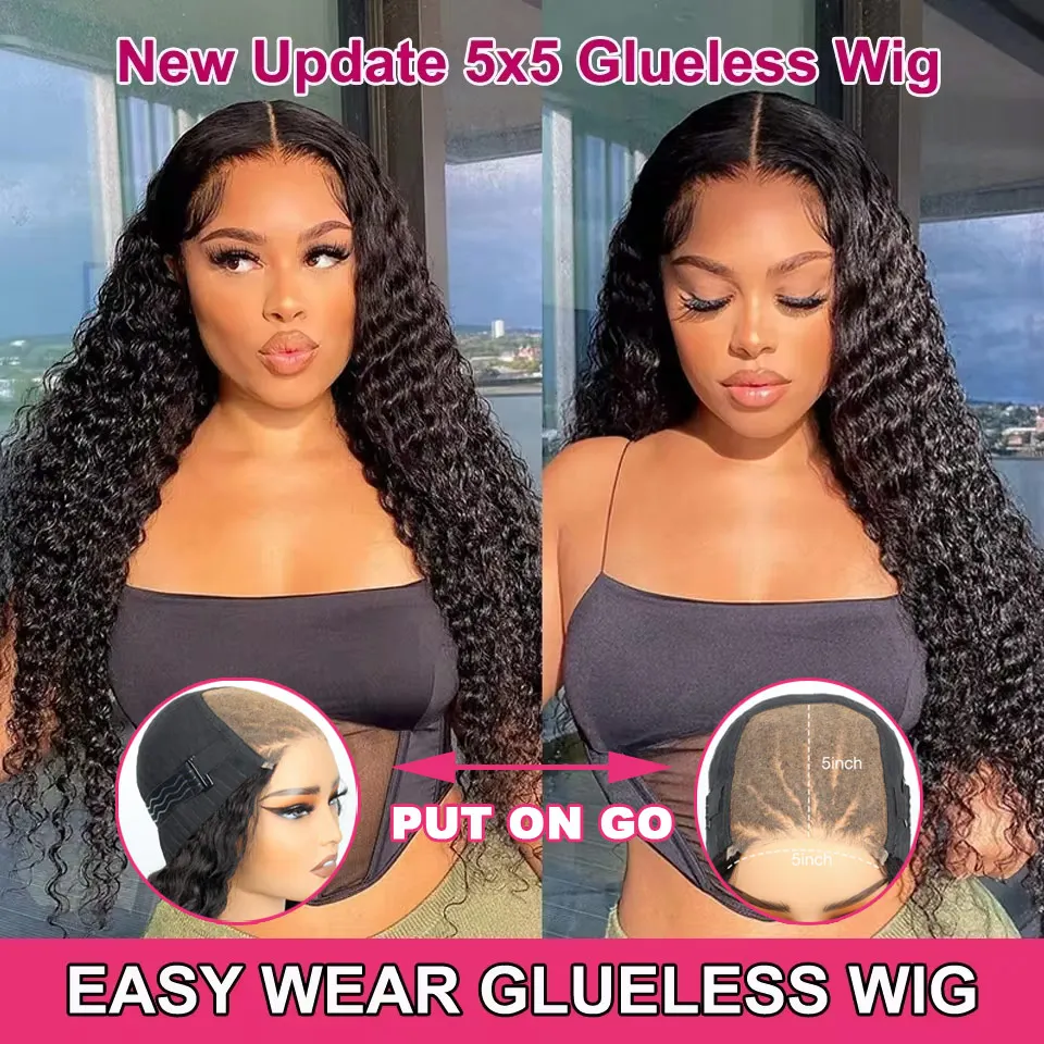 HD Deep Wave 13x6 Lace Frontal Wig 30 Inch 250% Curly 13x4 Lace Front Human Hair Wig 5x5 Glueless Wig Ready To Wear For Women