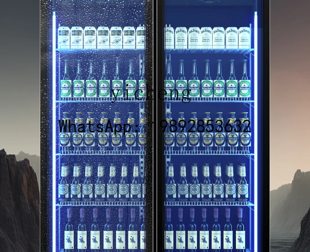 Refrigerated Display Cabinet Beverage Cabinet Vertical Refrigerator Double Door Commercial Beer Freezer
