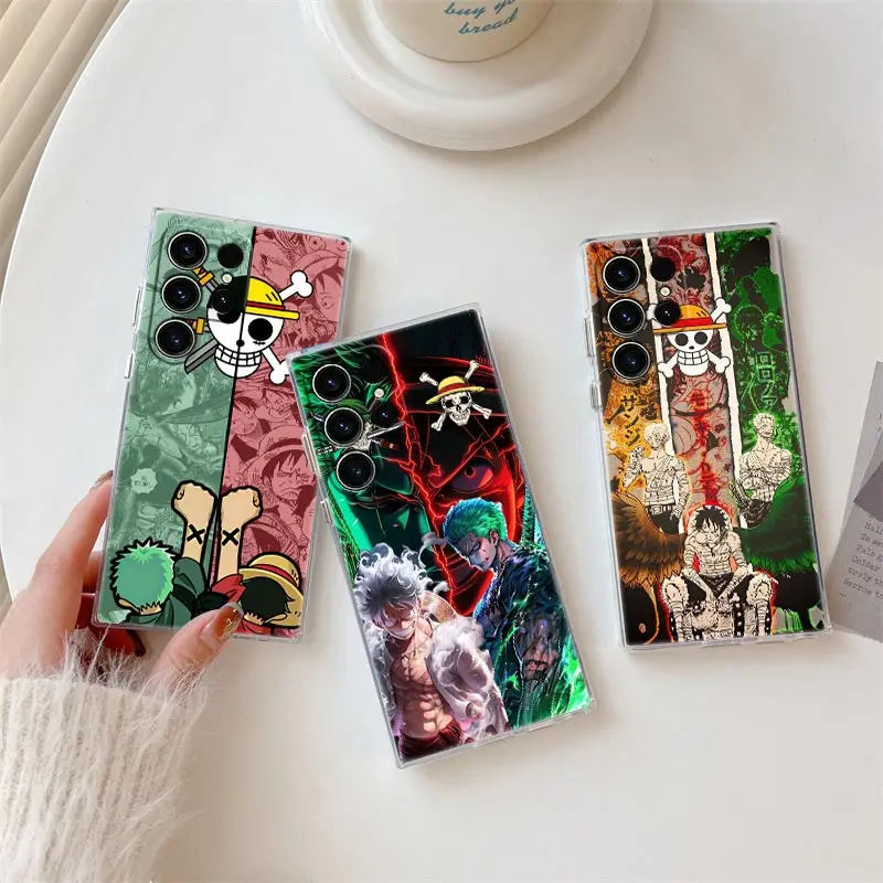 

Luffy Zoro Anime One Pieces S26 Ultra Case For Samsung Galaxy S25 S26 S24 S23 Ultra S22 S20 Plus S21 FE A57 5G Clear Phone Cover