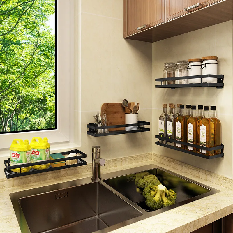 Kitchen Seasoning Storage Wall-mounted Perforated And Household Multi-purpose  Finishing Rack Beautiful Exquisite Convenient