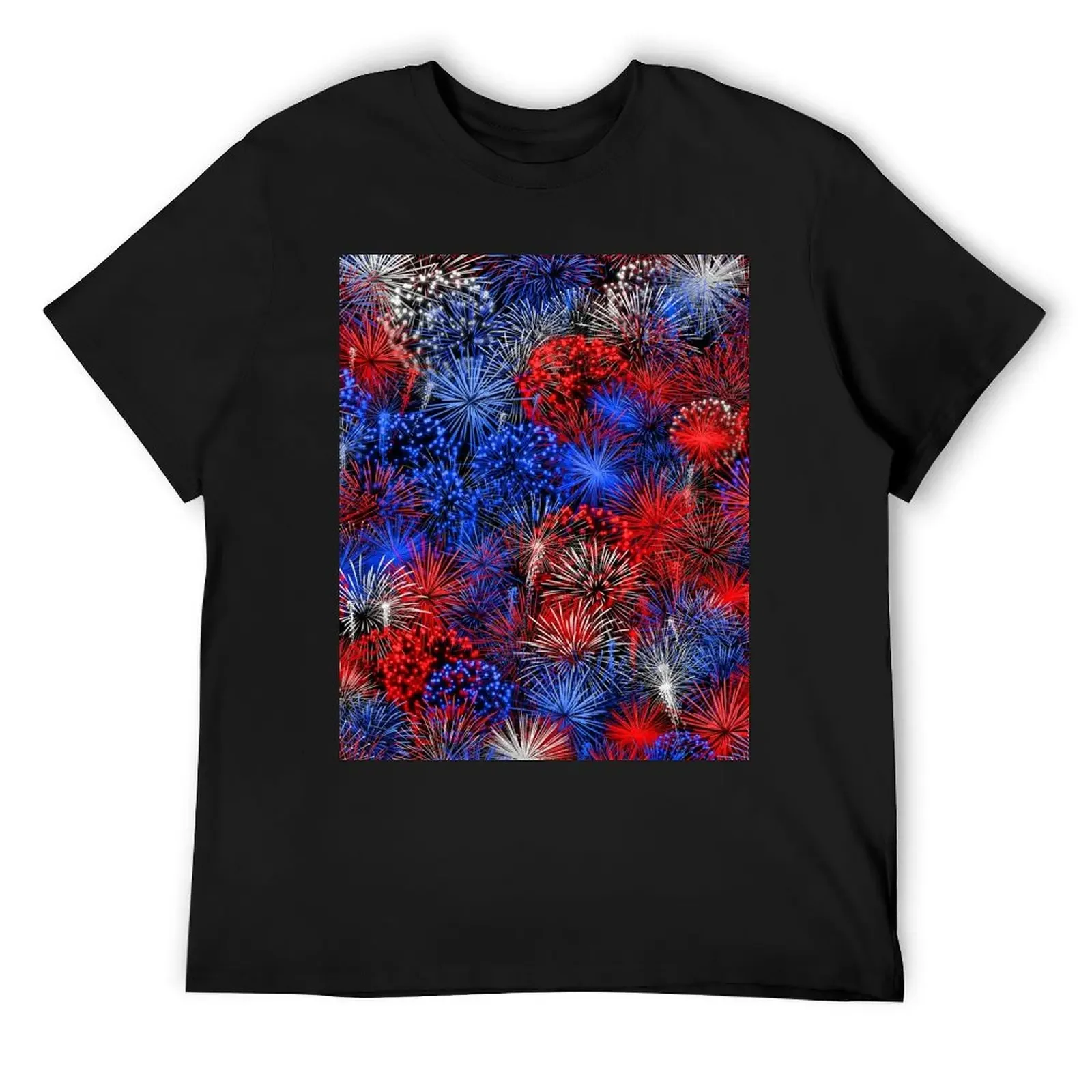 Red blue white firework T-Shirt sweat customs design your own heavyweights blacks mens white t shirts