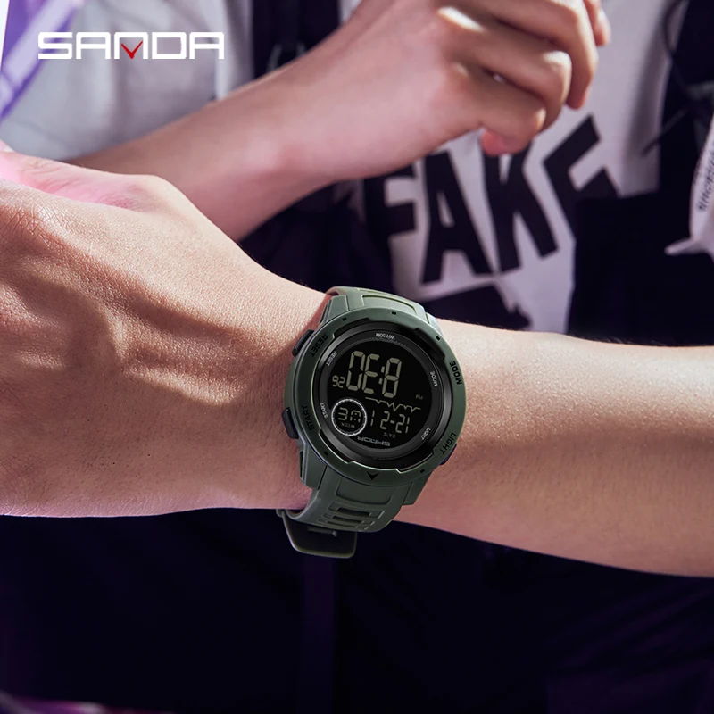 SANDA LED Digital Watch Men Military Army Sport Wristwatch Top Brand Luxury Stopwatch Waterproof Male Electronic Clock Relogio