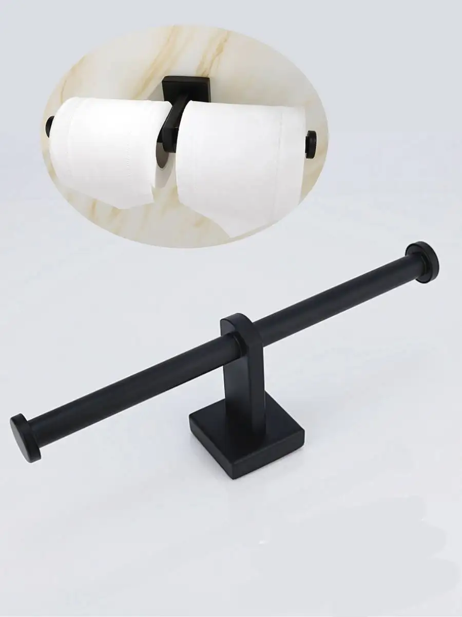 

Black double-roll tissue holder, metal wall-mounted tissue holder, tissue holder for bathrooms
