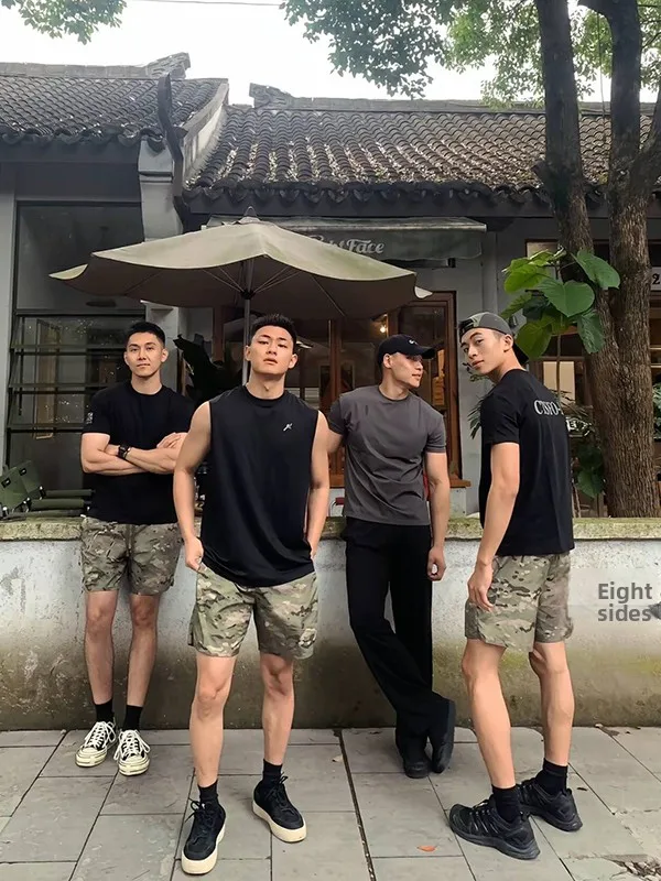 

Легкие быстросохнущие камуфляжные шорты мужские летние свободные повседневные дышащие спортивные брюки прямого кроя со средней посадкой