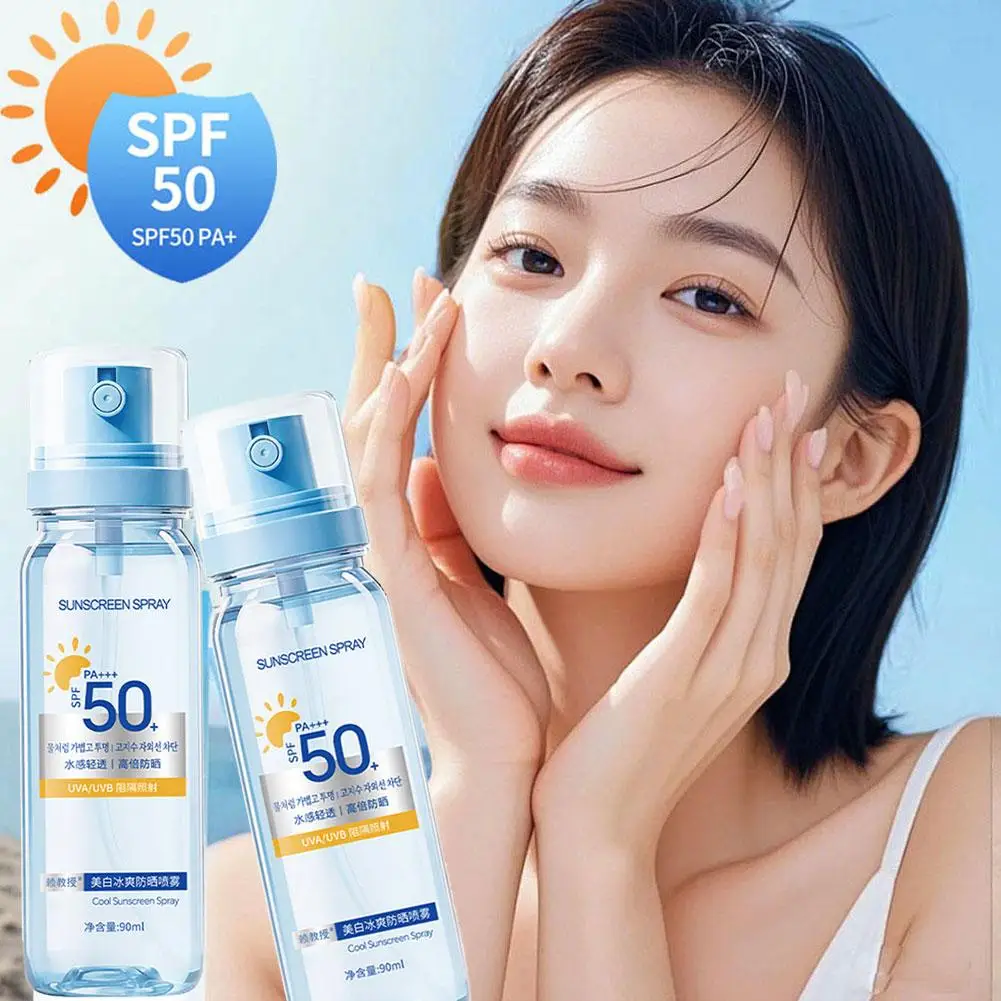 Protector Solar Portátil en Spray SPF50+, Hidratante, Iluminador, Control de Grasa, No Grasoso, Bruma Protectora Solar para Rostro, Cuerpo y Cuello