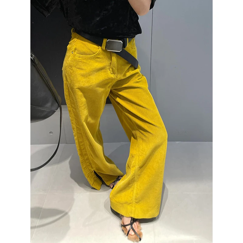 

PBAP однотонные широкие вельветовые брюки с разрезом на молнии, женские осенне-зимние прямые брюки с высокой посадкой на флисовой подкладке, повседневная винтажная одежда