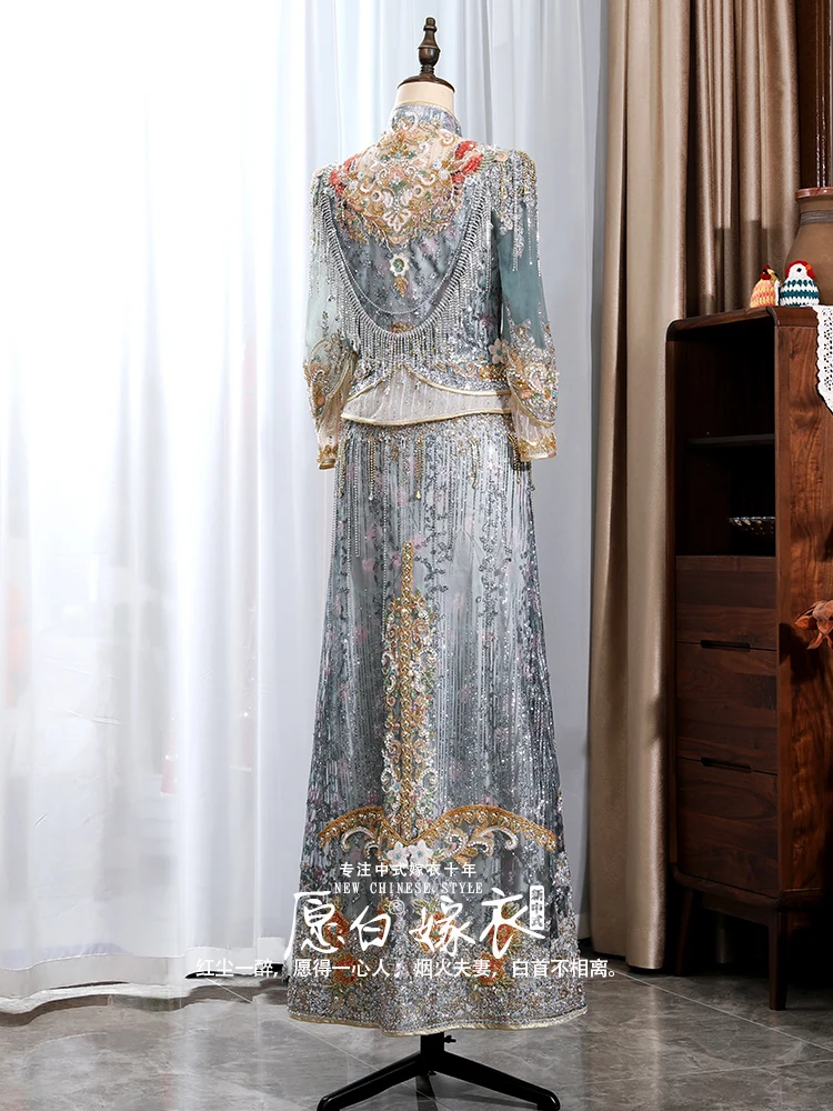 Summer Spray Mesh Xiuhe Dress 2024 New Bridal Wedding Chinese Toast