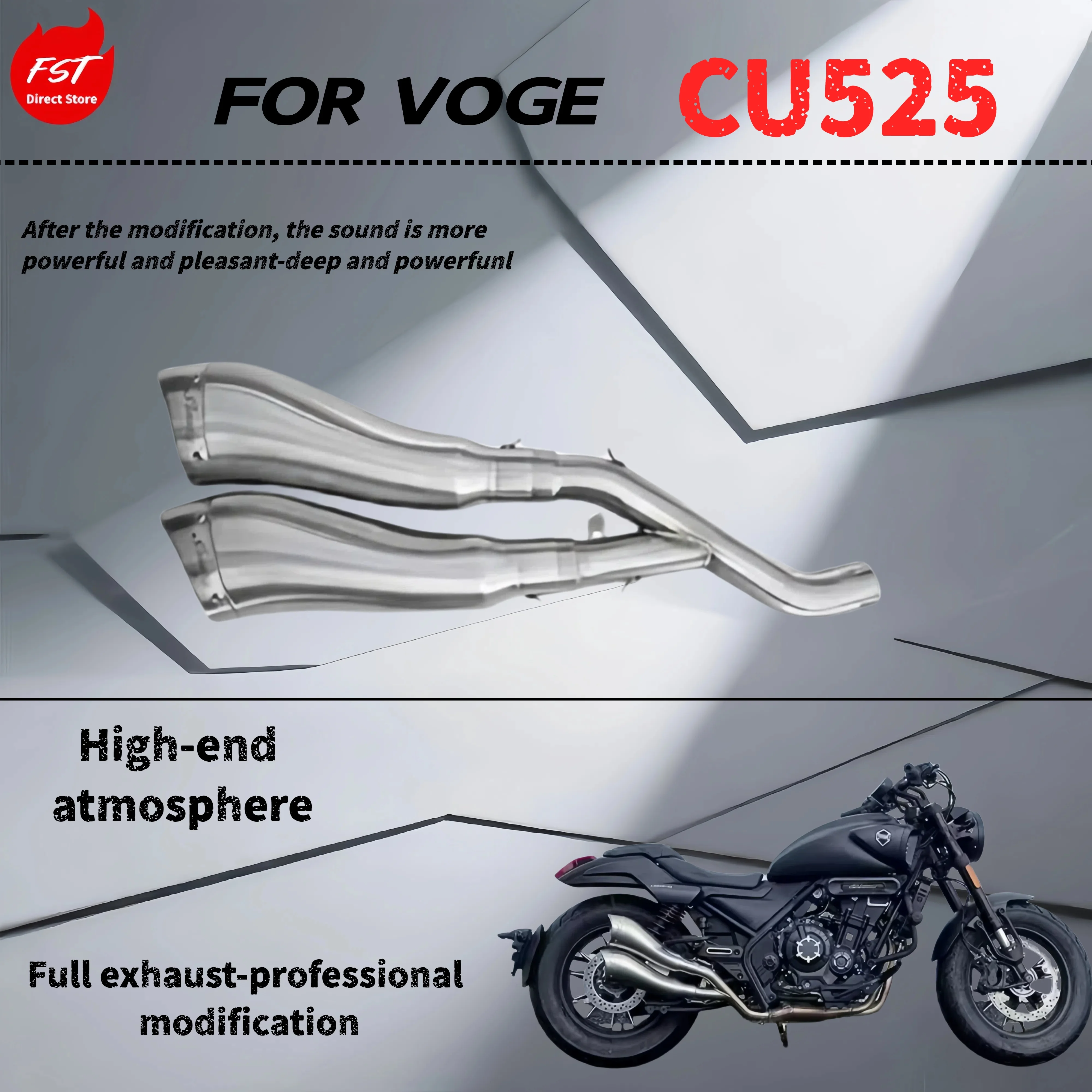 

For VOGE CU525-Modified full exhaust pipe-The sound is deep, rich and powerful