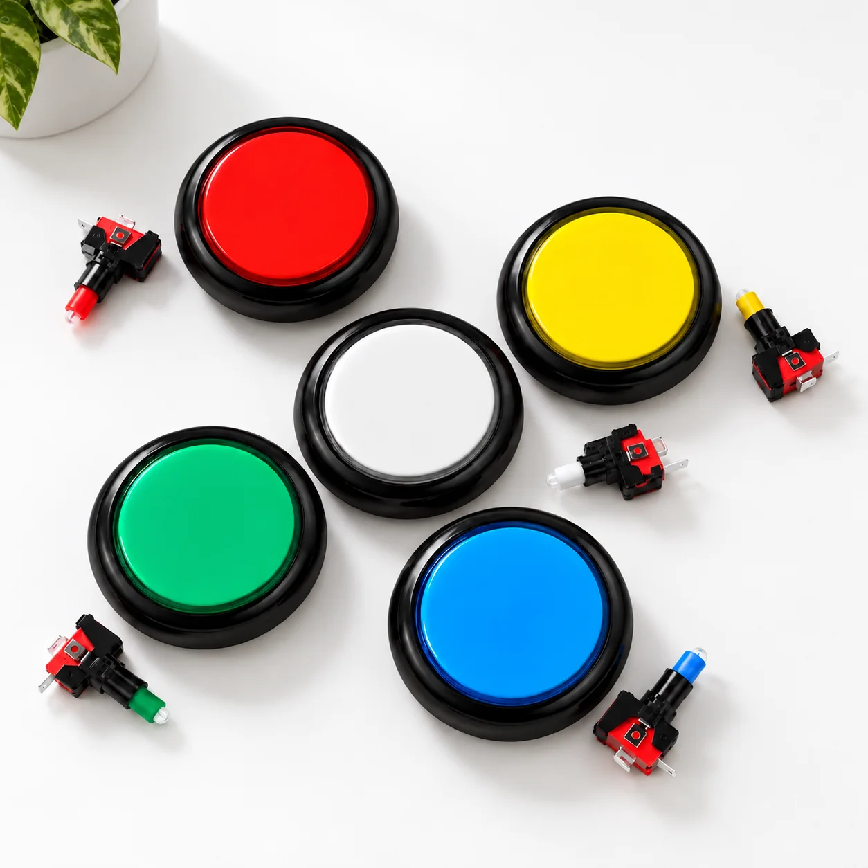 100mm Large Arcade LED Push Button with Microswitch Flat Round Edge for DIY Game Machine Cabinet Control Panel