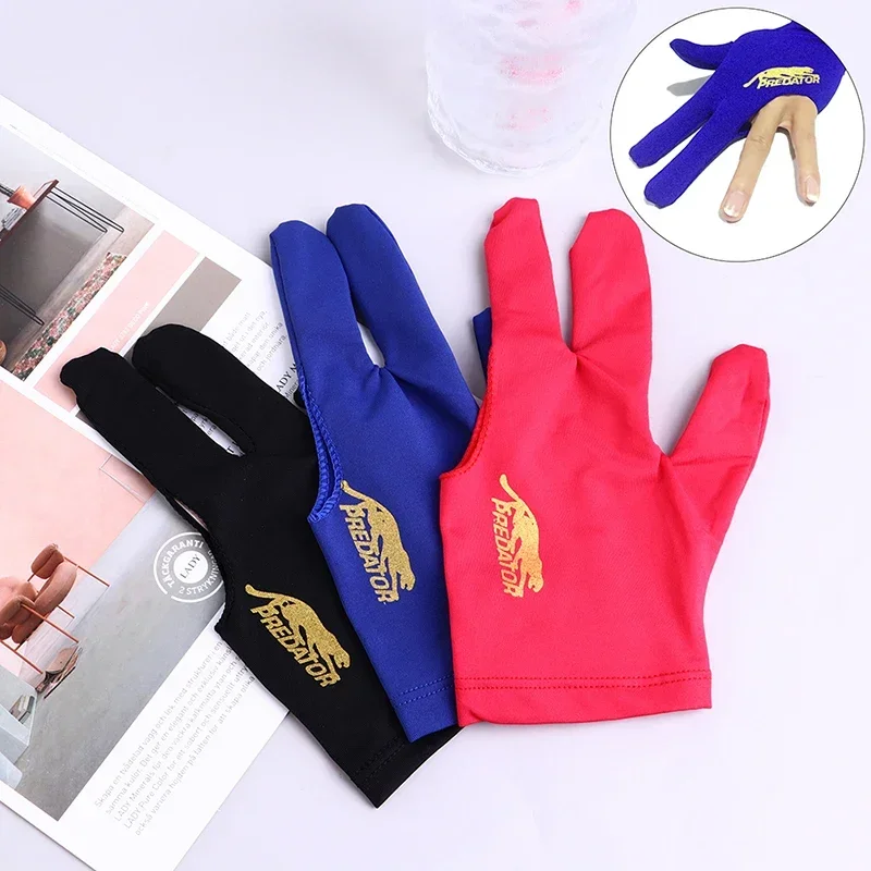 

1PC 2024 Three Fingers Full-Finger Snooker Pool Cue Billiard Glove for Left Hand Lycra Fabrics Embroidery Billiard Accessory