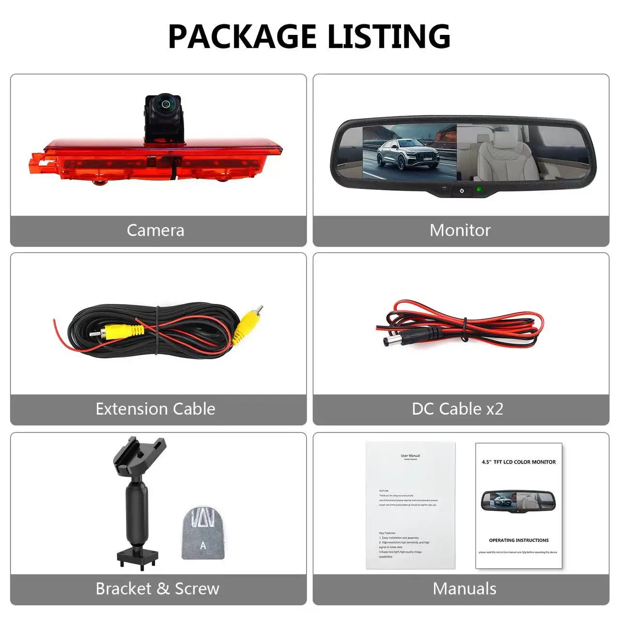 

4.3 "Mirror Display Kit, used for replacing brake lights and reversing rearview cameras in Volkswagen Cadi (2003-2015))