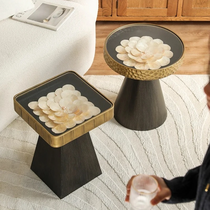 

Vintage Shell Side Table Retro Coffee Table Sofa Corner Stand Balcony Console - Mid-Century Modern Furniture