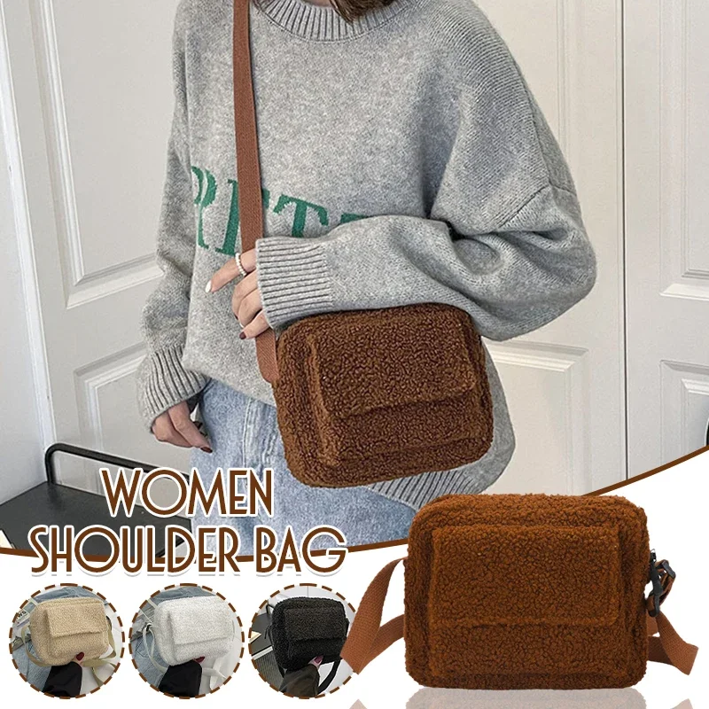 

Winter Plush Shoulder Bag Soft Plush Bag Women Crossbody Bag Handbags Fashion Lambs Wool Fluffy Fur Winter Female Bag