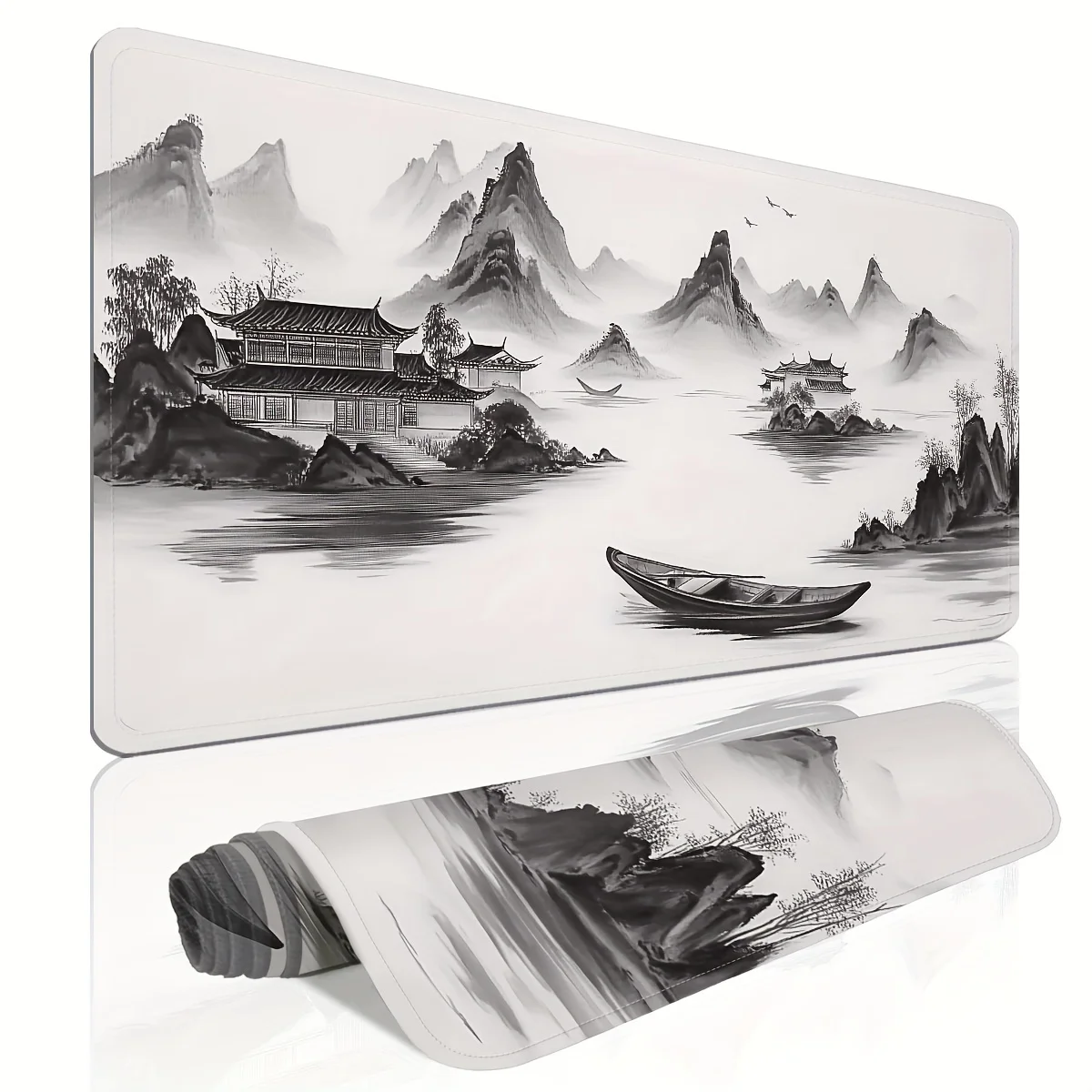 

Ink Painting Landscape Extended Mouse Pad Durable Non-Slip Rubber for Home Office Gaming Desk Mat