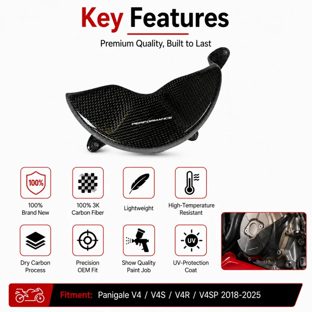 For DUCATI Panigale V4/S 2018-2024 2025 Motorcycle Left Engine Crankcase Protection Cover Carbon Fiber V4/S  2025 Accessories