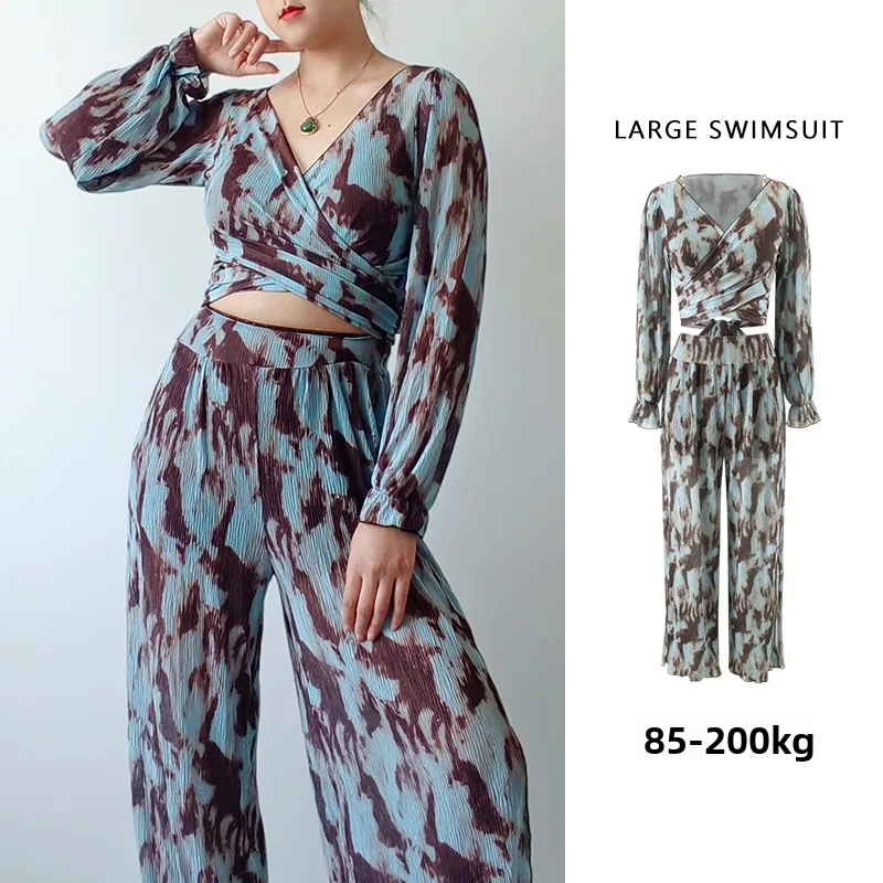 

Новый комплект бикини больших размеров с высокой талией и плоской подошвой для отдыха на горячих источниках, включает плавки и футболку, другие элементы в комплекте