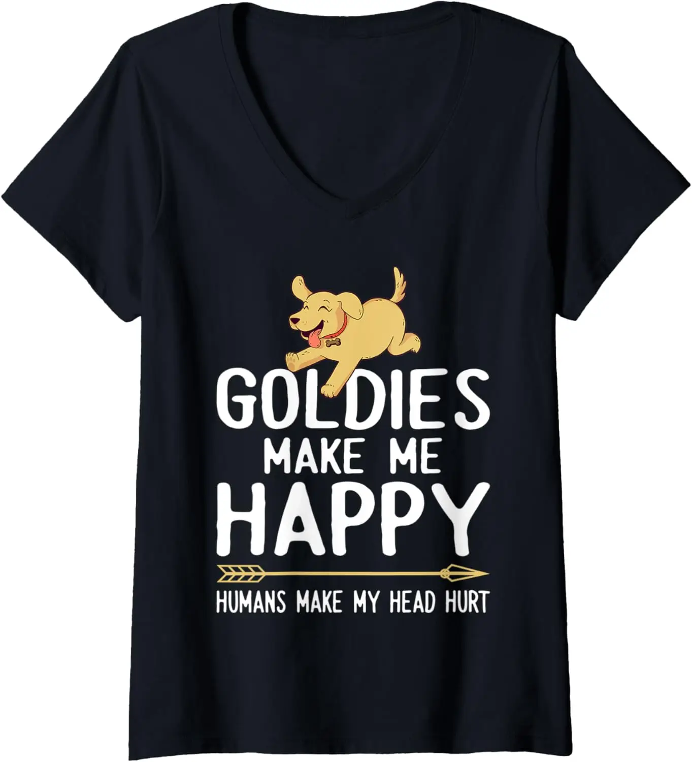 

Womens Golden Retriever - Goldies make me happy V-Neck T-Shirt