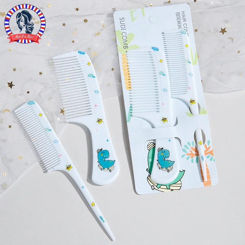 2-teiliges Haarkamm-Set mit niedlichem Cartoon-Tiermuster, feiner Zahn-Rattenschwanzkamm, Babykamm, Entwirrungsbürste mit breiter Zahnung, Finishing-Kamm