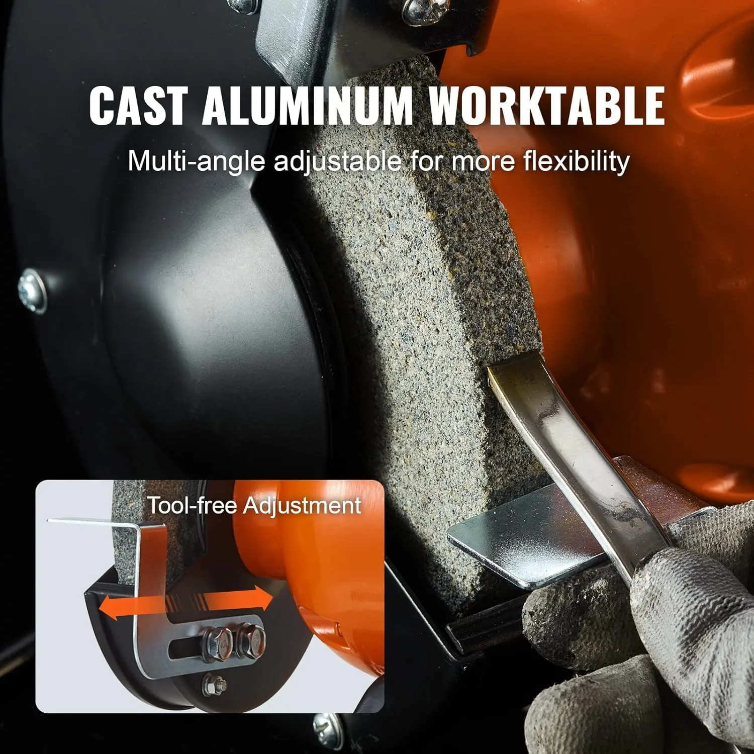 Moedor de bancada, moedor de bancada de velocidade única de 6 polegadas com motor sem escova 2.1A Moedor de mesa de 3550 RPM com rebolo de grão 36/80